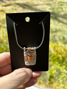 Brighton "Remember Your Heart" Two-Tone Pendant Necklace with Crystals